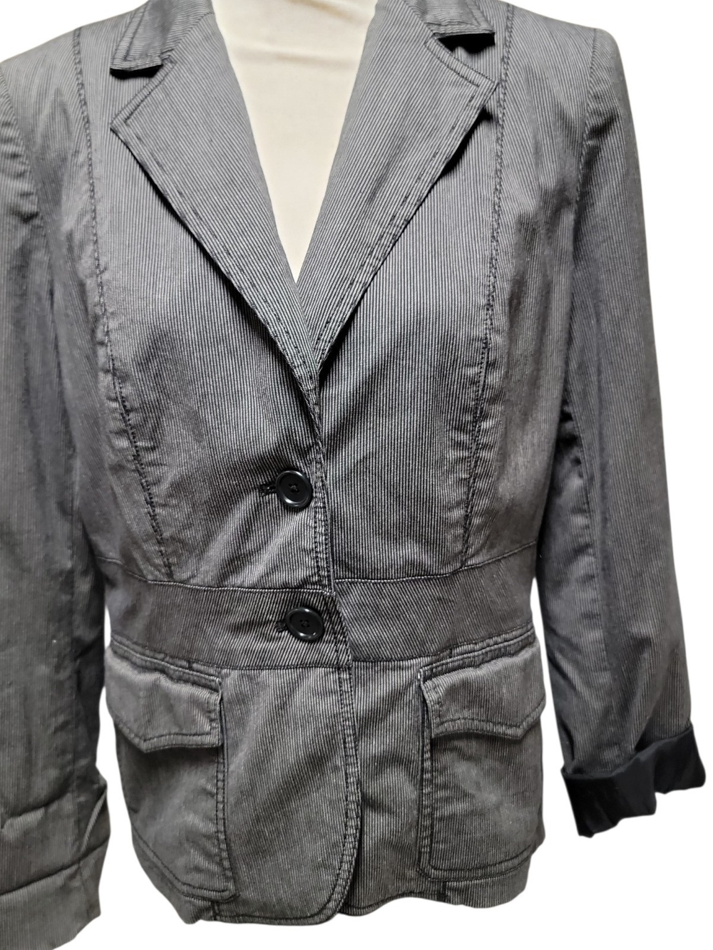 DKNY Gray Pinstripe Two-Button Women's Blazer